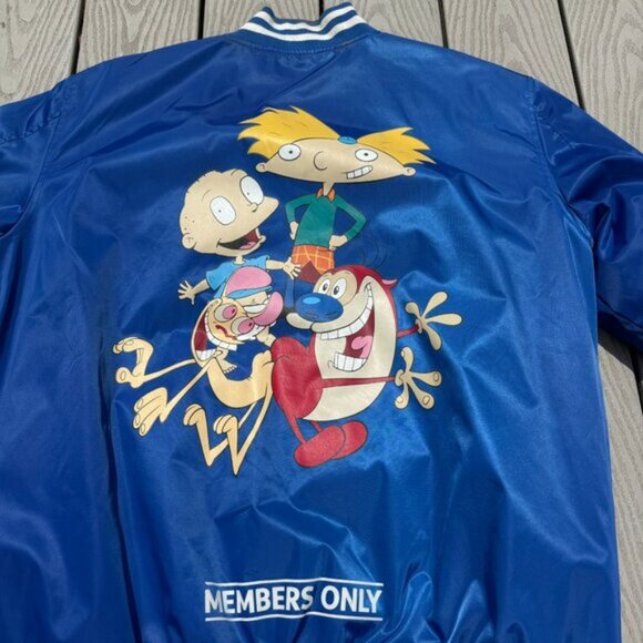 Members Only nickelodeon jacket size large Full Zip Blue Satin - Picture 6 of 7